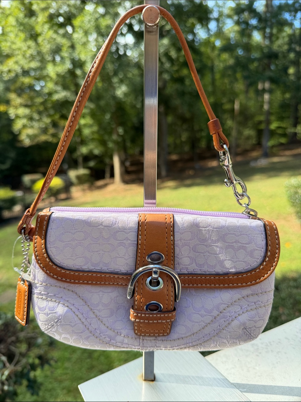 Coach Vintage Soho Mini Signature C Jacquard Lilac Wristlet with Buckle NWOT